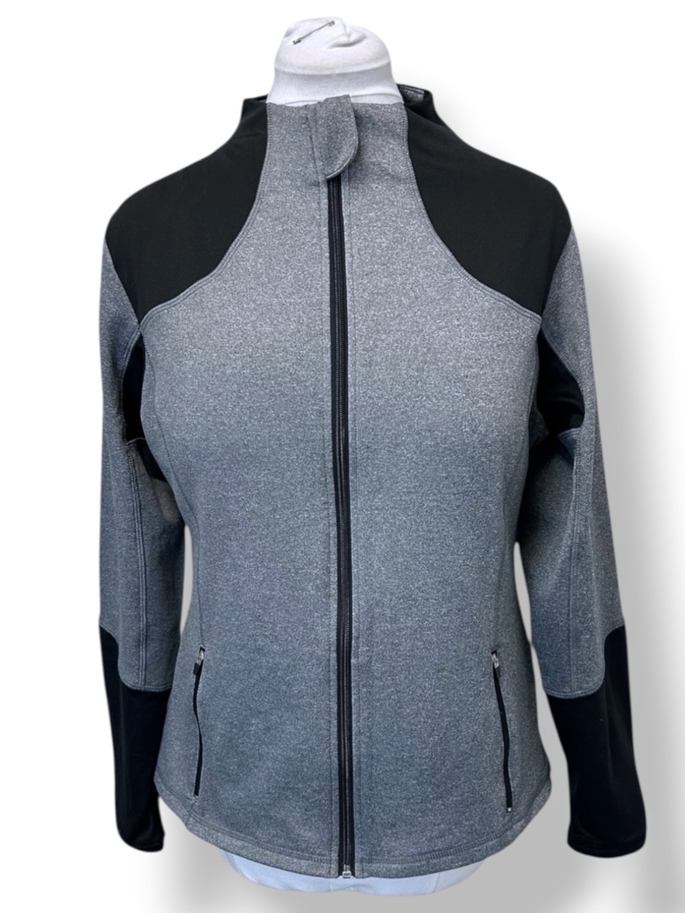 VOGO Athletico Women’s Full Zip Athletic Jacket, Gray/Black, size XL